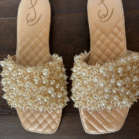 Sam Edelman Elijah Embellished Pear Eggshell Sandals - Picture 6 of 6